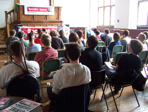 Fred Weston speaks to the Edinburgh meeting on the crisis in the world economy