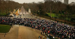 Police march through London