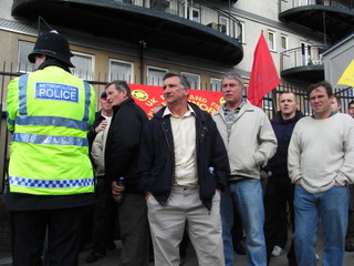 Construction Workers Demo outside London Olympics site