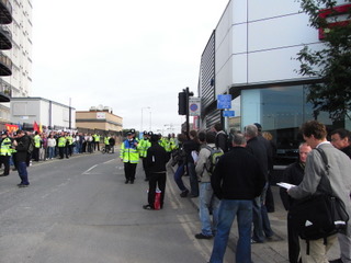 Construction Workers Demo outside London Olympics site