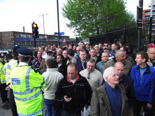 Construction Workers Demo outside London Olympics site