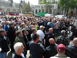 Construction Workers Demo outside London Olympics site