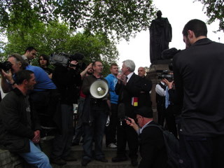 Construction Workers Demo outside London Olympics site