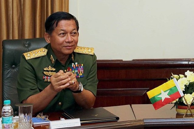 The Commander-in-Chief of the Myanmar Defence Services, Sr. Gen. U Min Aung Hliang calling the Chief of Army Staff, General Bipin Rawat, in New Delhi on July 14, 2017.