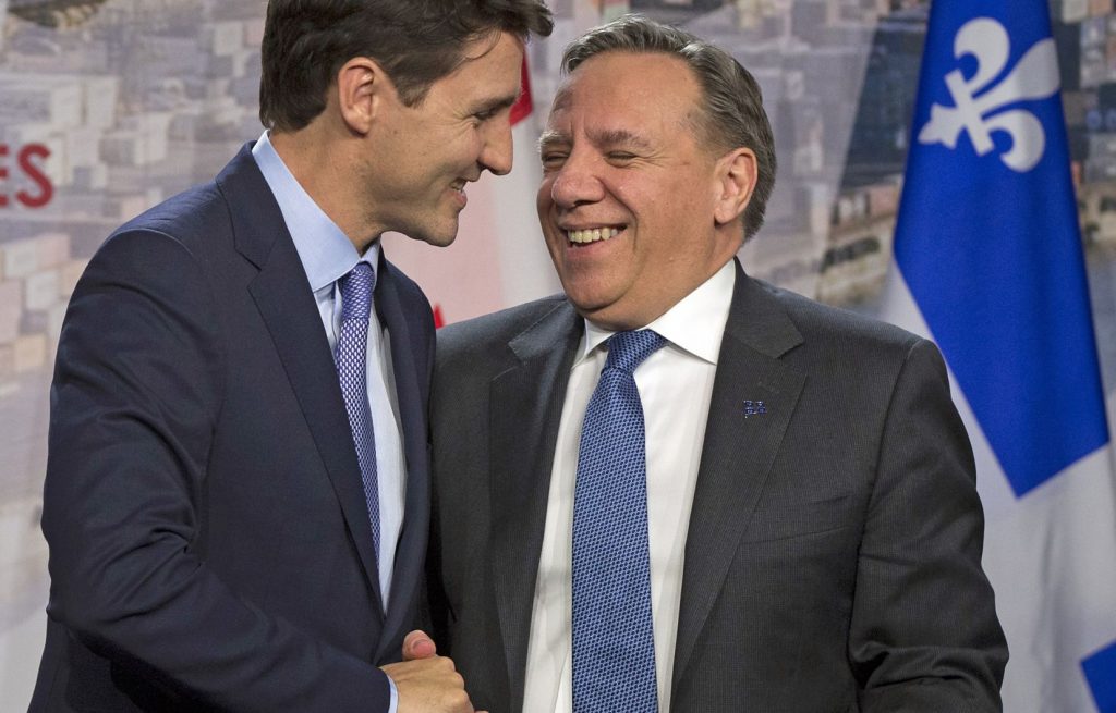 Legault Trudeau 1024x655 Image Jean François Nadeau Le Devoir