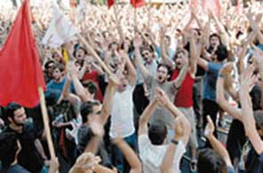 The demonstrators in Athens