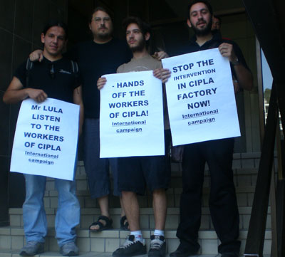 protest outside the Brazilian Embassy in Athens