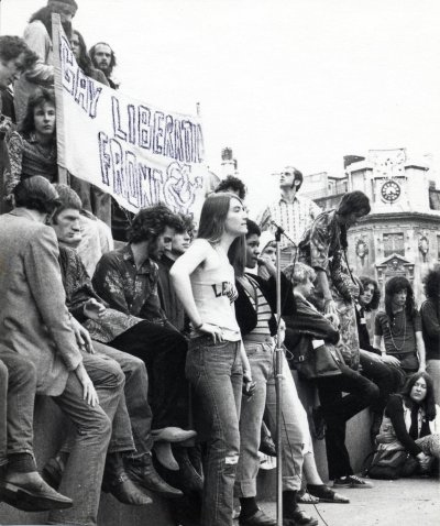 Demonstration with Gay Liberation Front Banner Image LSE Library