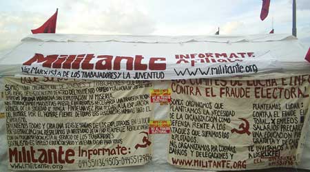 Tent of Militante in the Zocalo square