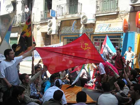 Student youth in Morocco march with workers on May Day