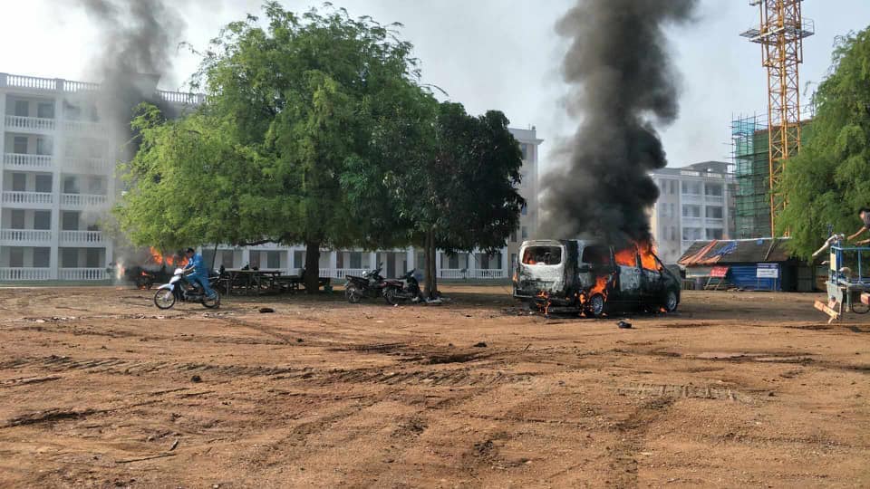 Burma peasant car burning Image SDUF