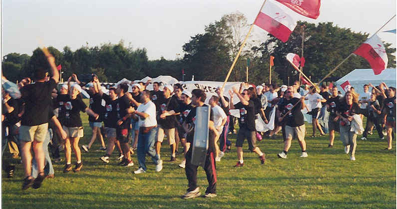 A delegation on its way to the opening ceremony