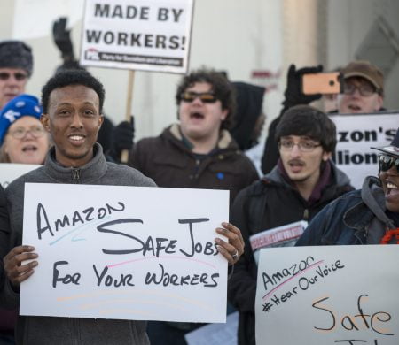 Amazon Workers Protest MN Socialist Revolution Image Fibonaci Blue