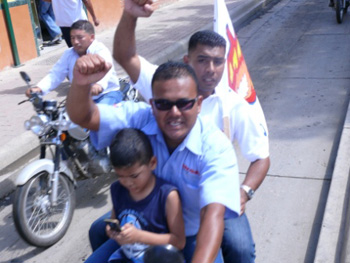 Militant march of workers in Barcelona, Venezuela